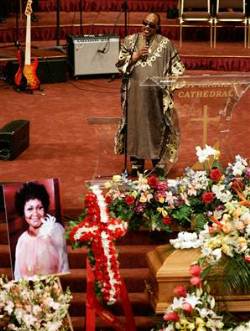 Stevie Wonder at mother's funeral