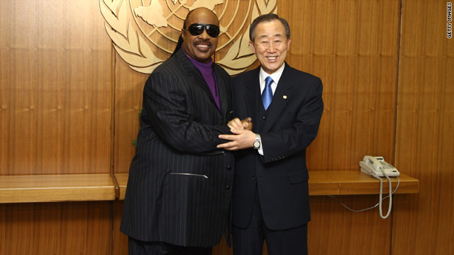 Stevie Wonder UN Messenger of Peace and Banki Moon
