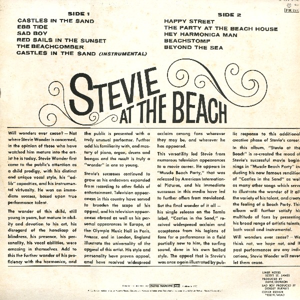 Stevie Wonder - Stevie at the Beach back cover
