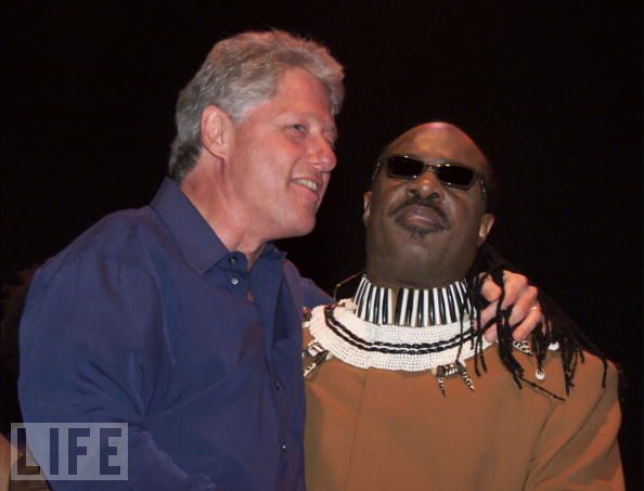 Stevie Wonder and Bill Clinton