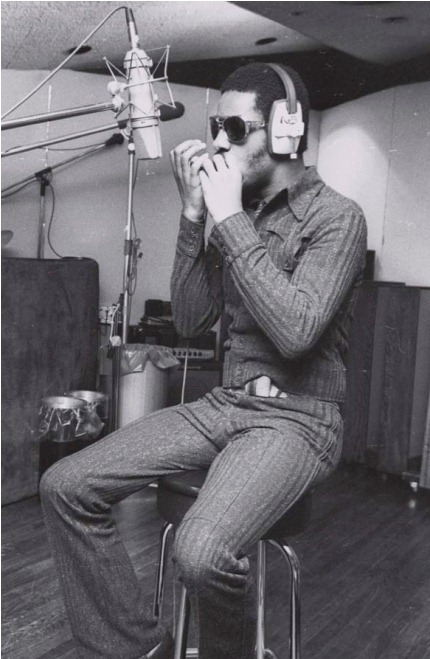 Stevie Wonder recording harmonica track