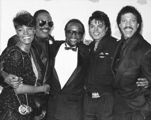 Stevie Wonder, Michael Jackson, Quincy Jones Lionel Ritchie and Dionne Warwick